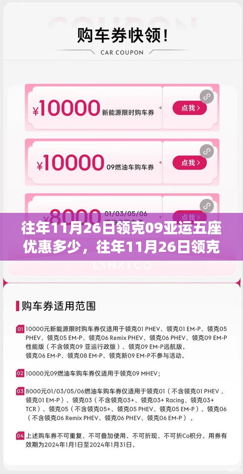 往年11月26日领克09亚运版五座车型优惠深度解析与优惠金额揭秘