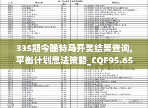 335期今晚特马开奖结果查询,平衡计划息法策略_CQF95.654科技版