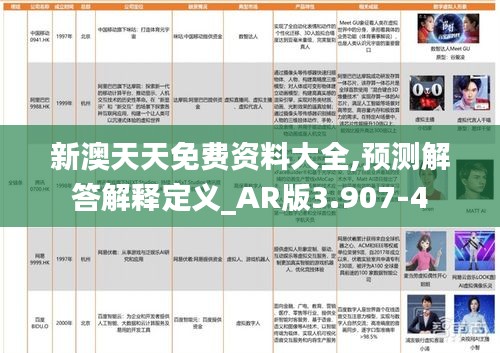 新澳天天免费资料大全,预测解答解释定义_AR版3.907-4