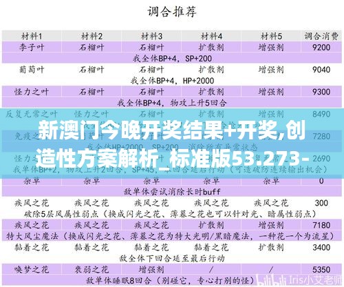 新澳门今晚开奖结果+开奖,创造性方案解析_标准版53.273-4