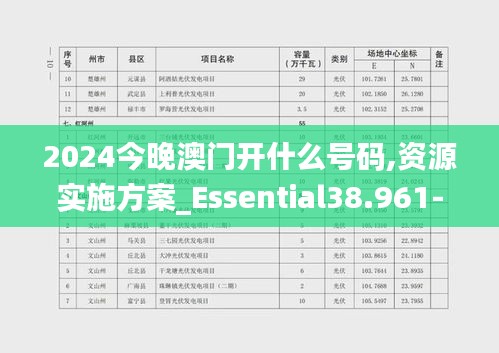 2024今晚澳门开什么号码,资源实施方案_Essential38.961-4
