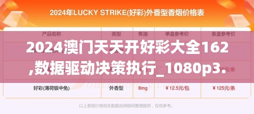2024澳门天天开好彩大全162,数据驱动决策执行_1080p3.297