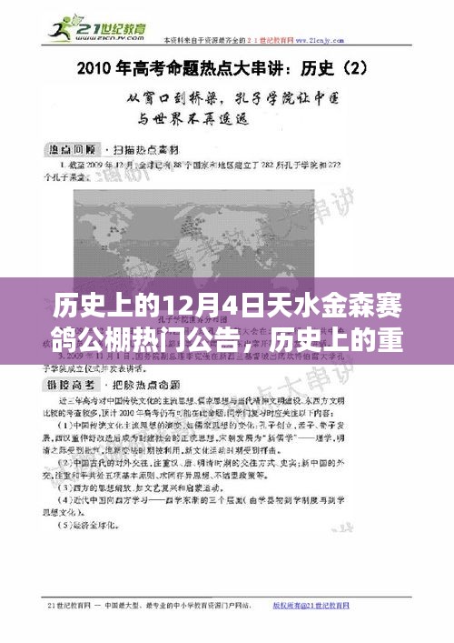 历史上的十二月四日，天水金森赛鸽公棚的辉煌时刻与热门公告回顾
