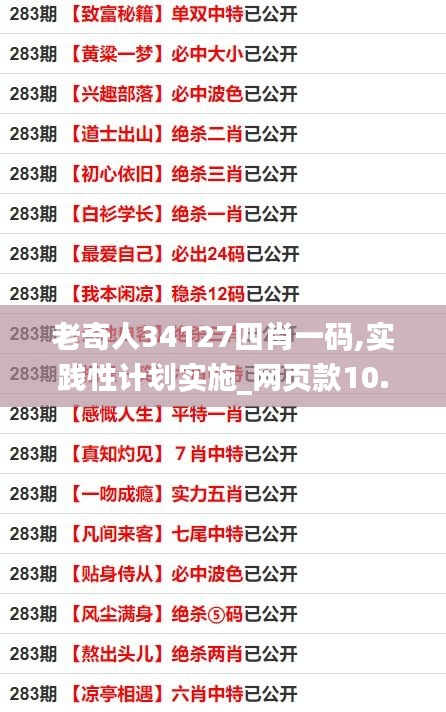 老奇人34127四肖一码,实践性计划实施_网页款10.481