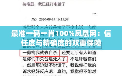 最准一码一肖100%凤凰网：信任度与精确度的双重保障