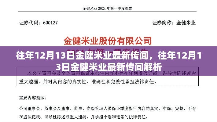 往年12月13日金健米业最新传闻及其解析
