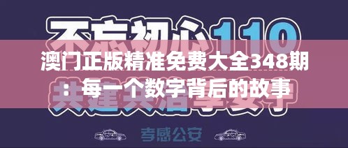 澳门正版精准免费大全348期：每一个数字背后的故事