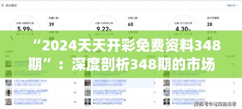 “2024天天开彩免费资料348期”：深度剖析348期的市场动态