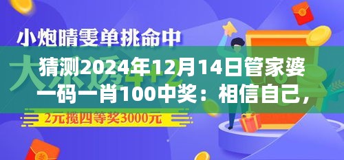 猜测2024年12月14日管家婆一码一肖100中奖：相信自己，放手一搏