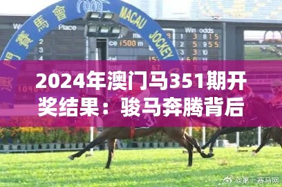 2024年澳门马351期开奖结果：骏马奔腾背后的策略与智慧