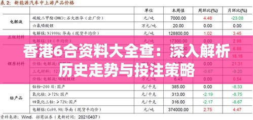 香港6合资料大全查：深入解析历史走势与投注策略