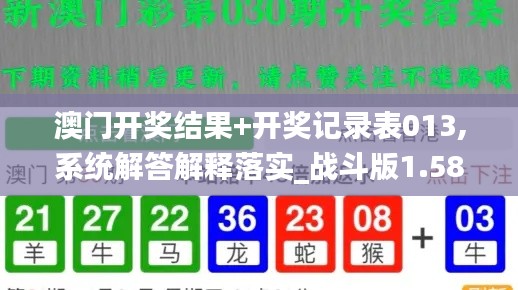 澳门开奖结果+开奖记录表013,系统解答解释落实_战斗版1.584