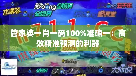 管家婆一肖一码100%准确一：高效精准预测的利器