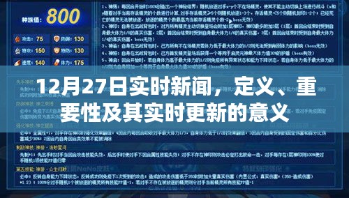 实时新闻定义与重要性，更新意义及12月27日最新资讯