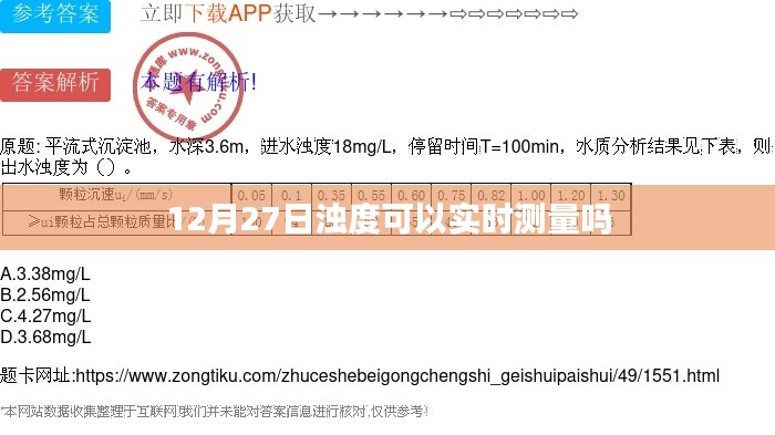 浊度实时测量技术，12月27日应用解析