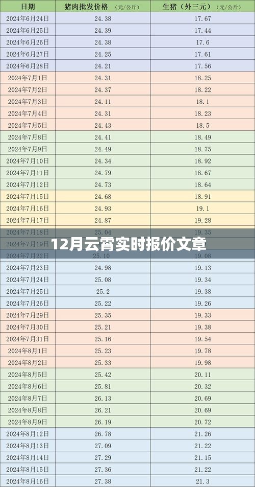 12月云霄最新实时报价资讯