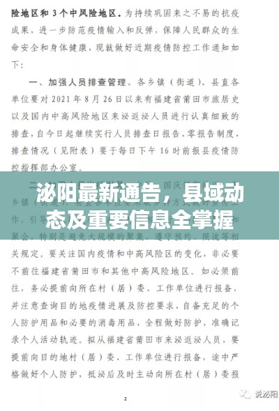 泌阳最新通告，县域动态及重要信息全掌握
