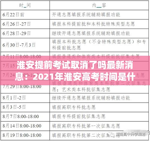 淮安提前考试取消了吗最新消息：2021年淮安高考时间是什么时候? 