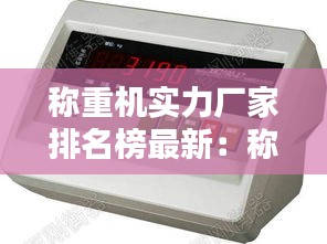 称重机实力厂家排名榜最新：称重仪表排名 