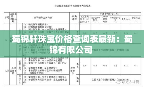 蜀锦轩珠宝价格查询表最新：蜀锦有限公司 
