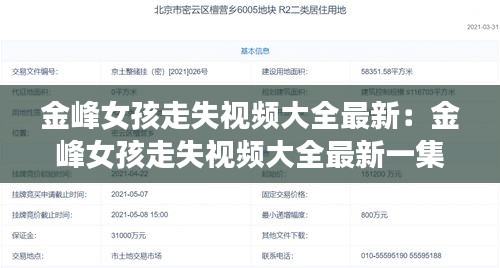 金峰女孩走失视频大全最新：金峰女孩走失视频大全最新一集 