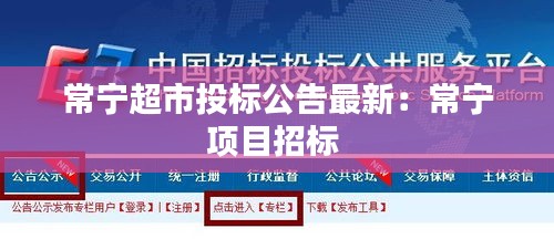 常宁超市投标公告最新：常宁项目招标 
