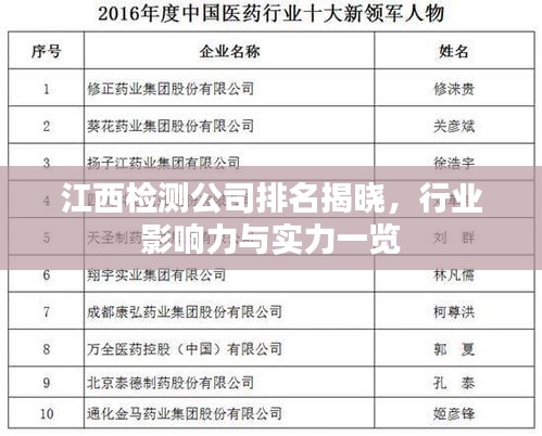 江西检测公司排名揭晓，行业影响力与实力一览