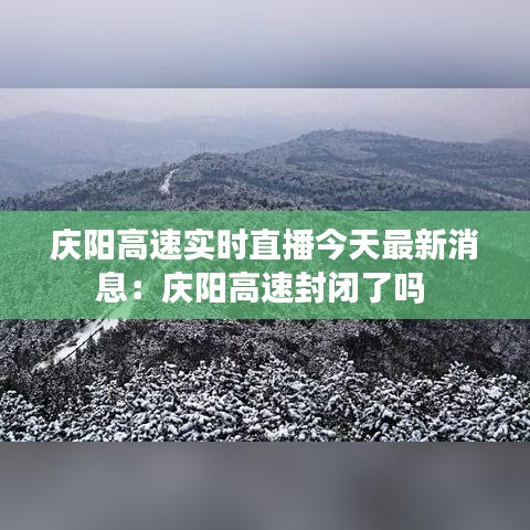 庆阳高速实时直播今天最新消息：庆阳高速封闭了吗 