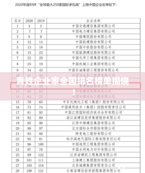 青姓企业家全国排名榜单揭晓！