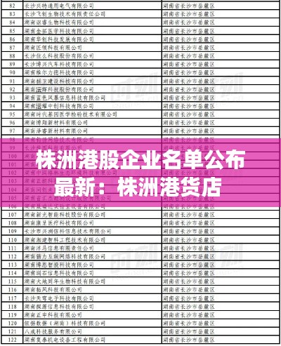 株洲港股企业名单公布最新：株洲港货店 