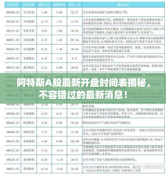 阿特斯A股最新开盘时间表揭秘，不容错过的最新消息！