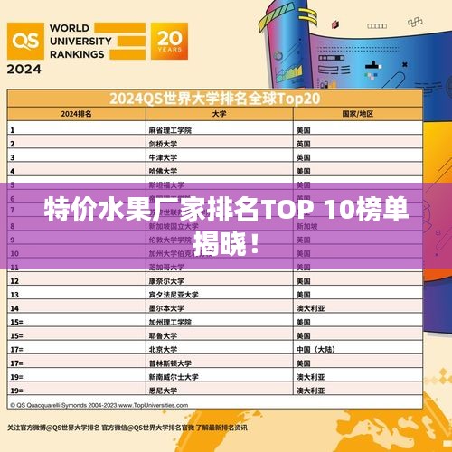 特价水果厂家排名TOP 10榜单揭晓！