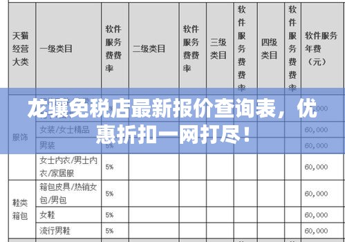 龙骧免税店最新报价查询表，优惠折扣一网打尽！