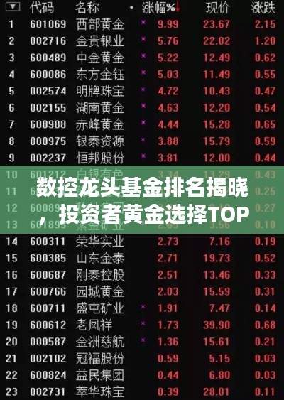 数控龙头基金排名揭晓，投资者黄金选择TOP10榜单出炉！