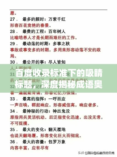 百度收录标准下的吸睛标题，深度揭秘成语奥秘——覆能成语探索之旅