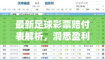 最新足球彩票赔付表解析，洞悉盈利机会与风险挑战