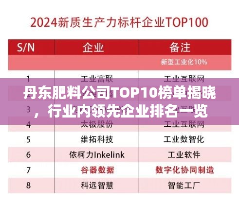 丹东肥料公司TOP10榜单揭晓，行业内领先企业排名一览