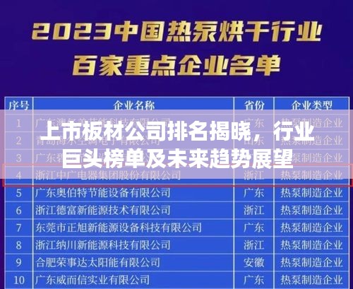 上市板材公司排名揭晓，行业巨头榜单及未来趋势展望