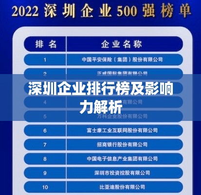 深圳企业排行榜及影响力解析