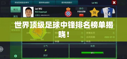 世界顶级足球中锋排名榜单揭晓！