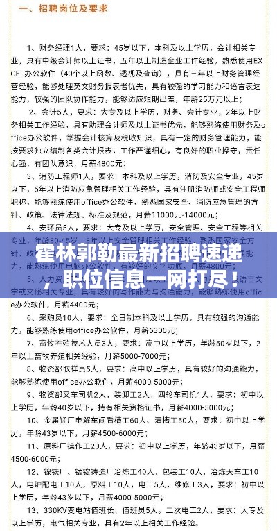 霍林郭勒最新招聘速递，职位信息一网打尽！