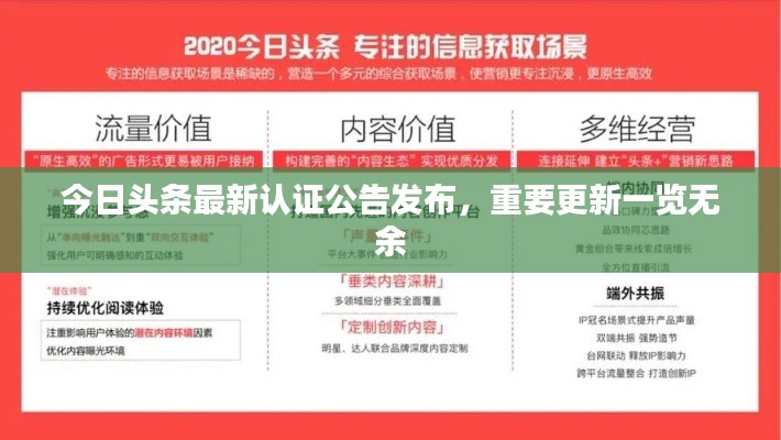 今日头条最新认证公告发布，重要更新一览无余