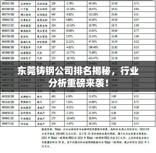 东莞铸钢公司排名揭秘，行业分析重磅来袭！
