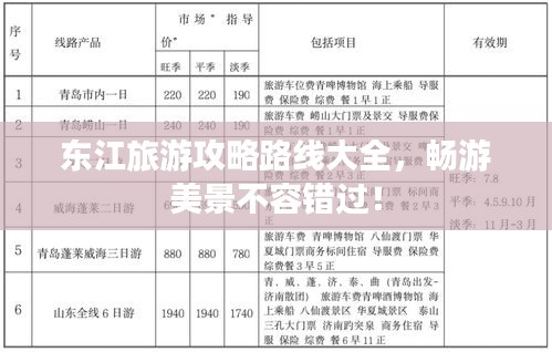东江旅游攻略路线大全，畅游美景不容错过！