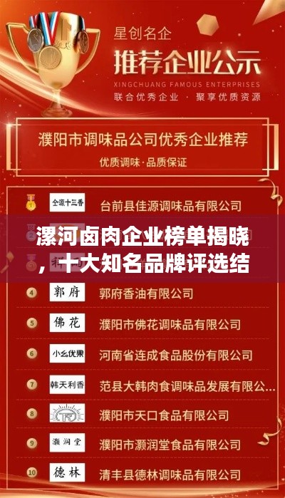 漯河卤肉企业榜单揭晓，十大知名品牌评选结果出炉！