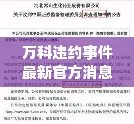 万科违约事件最新官方消息披露，违约原因及应对措施报告