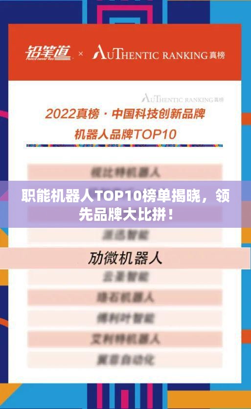 职能机器人TOP10榜单揭晓，领先品牌大比拼！