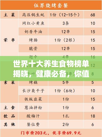 世界十大养生食物榜单揭晓，健康必备，你值得拥有！