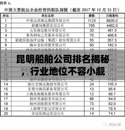 昆明船舶公司排名揭秘，行业地位不容小觑