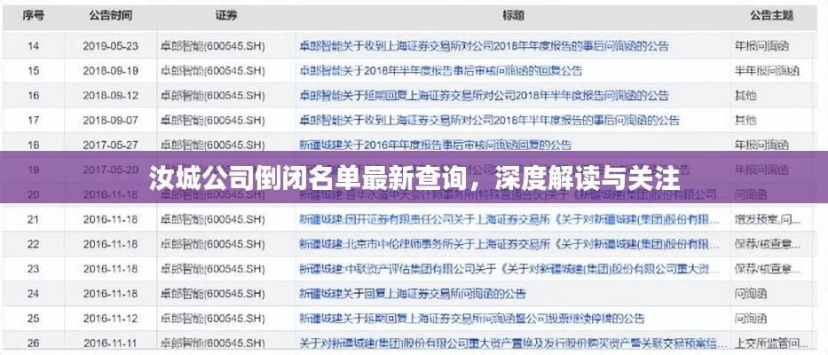 汝城公司倒闭名单最新查询，深度解读与关注